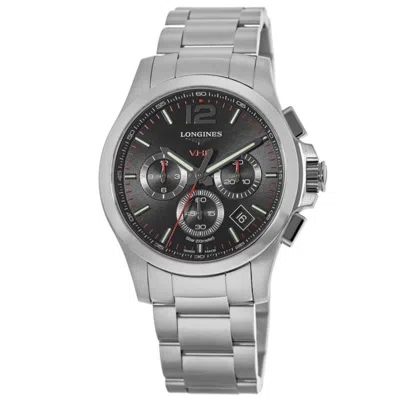 Longines Conquest V. H.p. Chronograph Black Dial Stainless Steel Men's Watch L3.727.4.56.6 In Gray