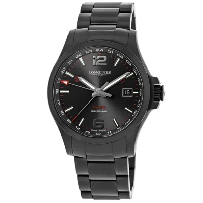 Longines Conquest V. H.p. Gmt 43mm Black Pvd Men's Watch L3.728.2.56.6