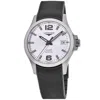 Longines Conquest V. H.p. Silver Dial Black Rubber Strap Men's Watch L3.726.4.76.9 In Silver