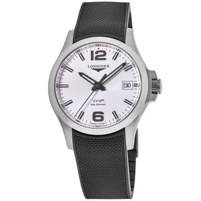 Longines Conquest V. H.p. Silver Dial Black Rubber Strap Men's Watch L3.726.4.76.9