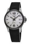 Longines Conquest V. H.p. Silver Dial Black Rubber Strap Men's Watch L3.729.4.76.9 In Silver