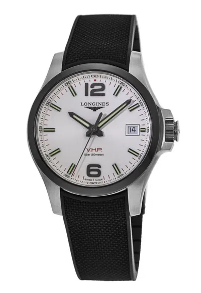 Longines Conquest V. H.p. Silver Dial Black Rubber Strap Men's Watch L3.729.4.76.9