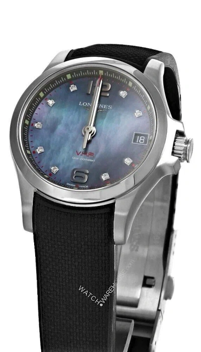 Pre-owned Longines Conquest V.h.p. 36mm Black Mop Diamond Women's Watch L3.316.4.88.9