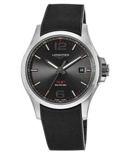 Pre-owned Longines Conquest V.h.p. 43mm Black Dial Rubber Men's Watch L3.726.4.56.9