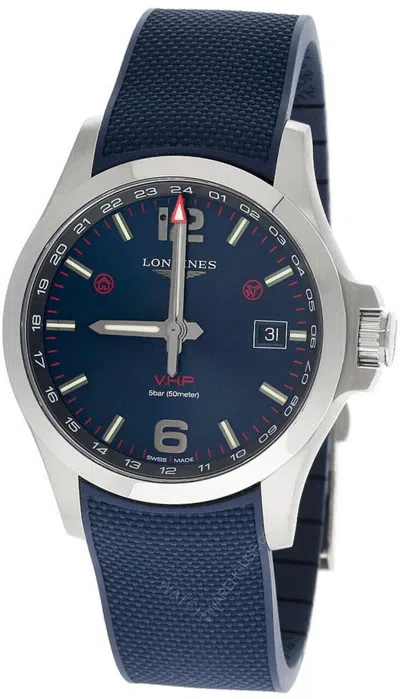 Pre-owned Longines Conquest V.h.p. 43mm Blue Dial Rubber Men's Watch L3.728.4.96.9
