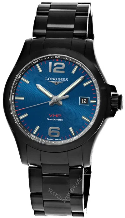 Pre-owned Longines Conquest V.h.p 43mm Quartz Blue Dial Ss Men's Watch L3.726.2.96.6