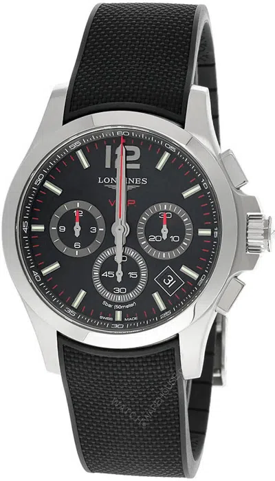 Pre-owned Longines Conquest V.h.p. Chrono 42mm Black Rubber Men's Watch L3.717.4.56.9