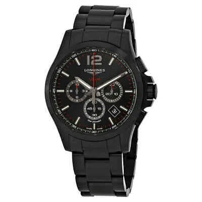 Pre-owned Longines Conquest V.h.p. Chronograph Black Carved Dial Men's Watch L37272566