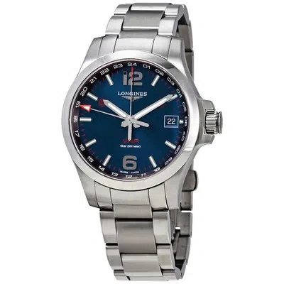 Pre-owned Longines Conquest V.h.p. Gmt Blue Dial 41 Mm Men's Watch L3.718.4.96.6
