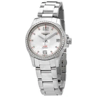 Pre-owned Longines Conquest V.h.p. Quartz Diamond White Mop Dial Ladies Watch