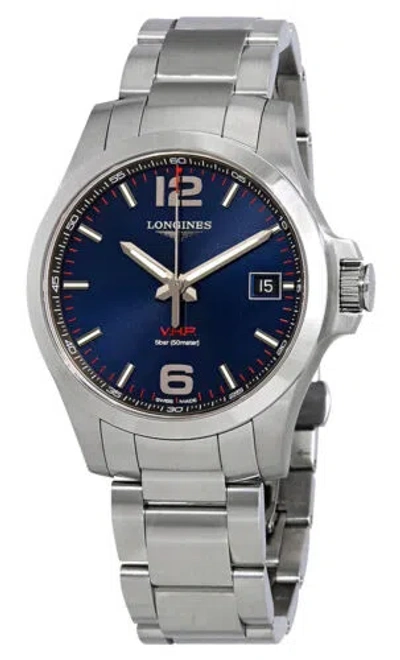 Pre-owned Longines Conquest V.h.p. Steel Perpetual Calendar Quartz Men Watch L3.716.4.96.6