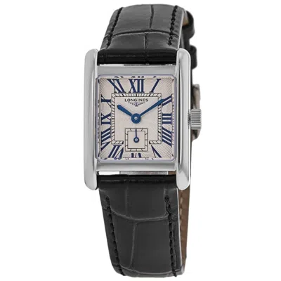 Longines Dolcevita Mini Quartz Silver Dial Black Leather Strap Women's Watch L5.200.4.71.2