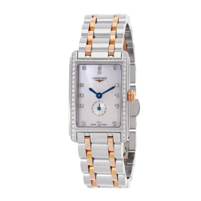 Longines Dolcevita Quartz Diamond White Mother Of Pearl Dial Ladies Watch L5.255.5.89.7 In Blue / Gold / Gold Tone / Mop / Mother Of Pearl / Rose / Rose Gold / Rose Gold Tone / White