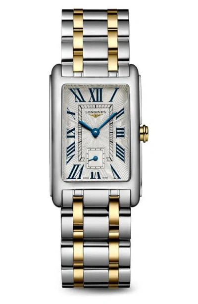 Longines Dolcevita Tank Two-tone Bracelet Watch, 23.3mm X 37mm In Metallic