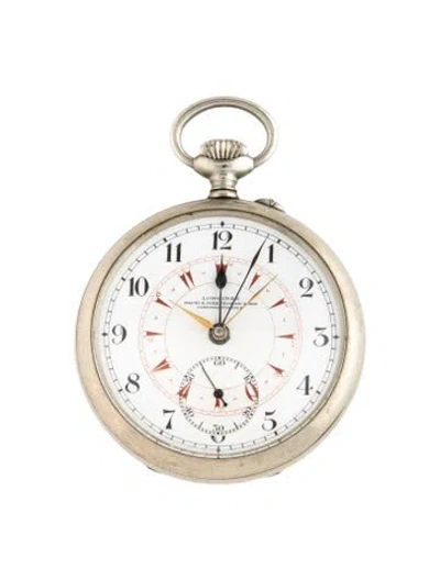 Pre-owned Longines Dual Time Pocket Watch In Multicolor