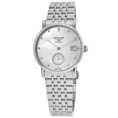 Longines Elegant Collection Automatic Mother Of Pearl Diamond Dial Steel Women's Watch L4.312.4.87.6 In Metallic