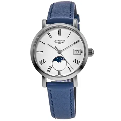 Longines Elegant Collection Moonphase White Dial Leather Strap Women's Watch L4.330.4.11.2 In Blue