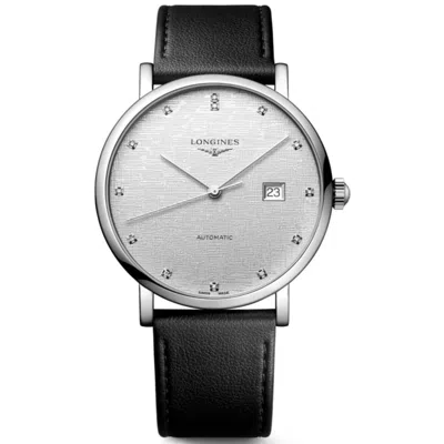 Longines Elegant Collection Silver Diamond Dial Leather Strap Women's Watch L4.911.4.77.2