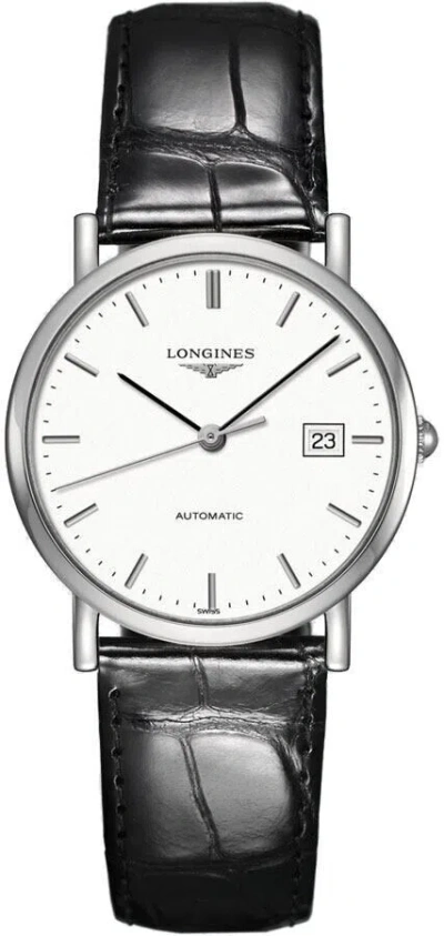 Pre-owned Longines Elegant Collection White Dial Leather Strap Date Men's Watch
