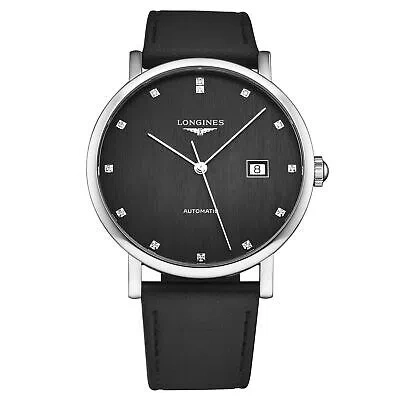 Pre-owned Longines Elegant, M, Strp, Blk Diam-d,s/s-b,m A