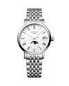 Longines Women's Swiss Elegant Moonphase Stainless Steel Bracelet Watch 30mm In White/silver