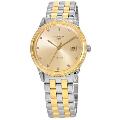 Longines Flagship Automatic Gold Tone Diamond Dial Yellow Gold Pvd Steel Unisex Watch L4.974.3.37.7 In White