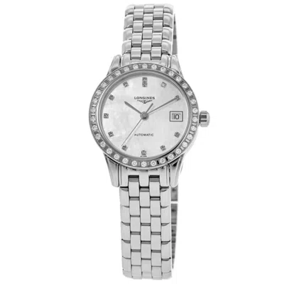 Longines Flagship Automatic Mother Of Pearl Diamond Dial & Bezel Women's Watch L4.274.0.87.6 In Metallic