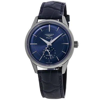 Longines Flagship Heritage Moonphase Automatic Blue Dial Leather Strap Men's Watch