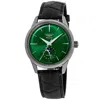 Longines Flagship Heritage Moonphase Automatic Green Dial Leather Strap Men's Watch L4.815.4.02.2 In Green
