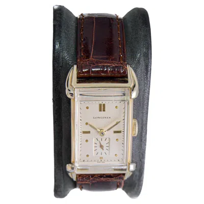 Pre-owned Longines Gold Filled Rare Art Deco Watch With Unique Crystal, Circa 1940s In Multi