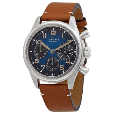 Longines Heritage Chronograph Automatic Blue Dial Men's Watch L2.816.1.93.2 In Blue / Brown / Grey