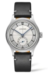Longines Heritage Classic Automatic Leather Strap Watch, 38.5mm In Black/silver