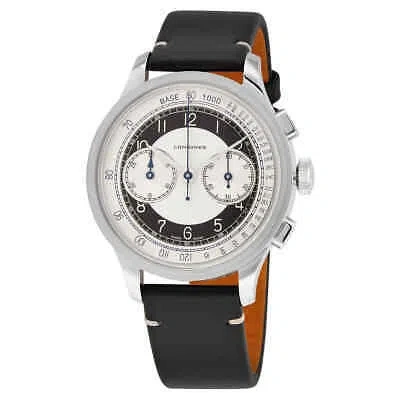 Pre-owned Longines Heritage Classic Chronograph Automatic Silver And Black Dial Men's