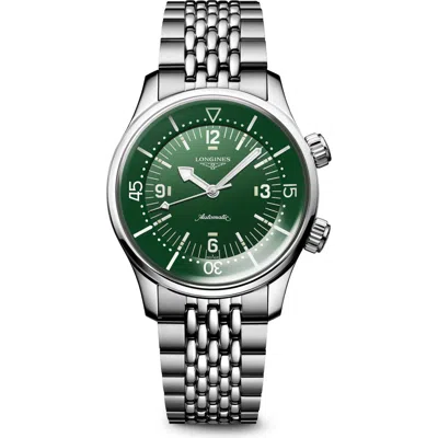 Longines Legend Diver Watch, 39mm In Green/silver