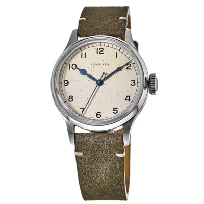 Longines Heritage Military Automatic Silver Dial Leather Strap Limited Edition Men's Watch L2.819.4.93.2 In Green