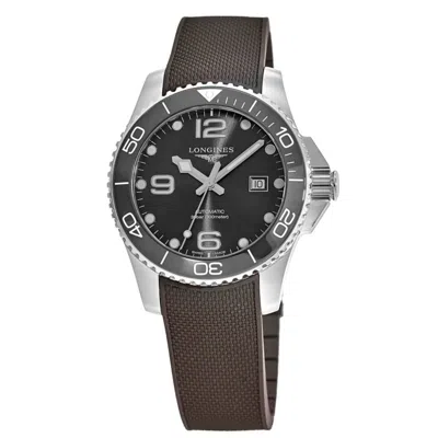 Longines Hydroconquest Automatic 43mm Grey Dial Rubber Strap Men's Watch L3.782.4.76.9 In Black