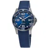 Longines Hydroconquest Automatic Blue Dial Rubber Strap Men's Watch In Blue