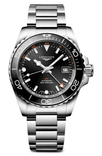 Longines Men's Swiss Automatic Hydroconquest Stainless Steel Steel Bracelet Watch 41mm In Black/silver