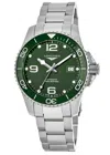 Longines L37814066 Hydroconquest Stainless-steel Automatic Watch In Green