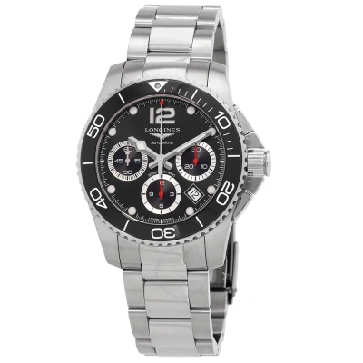 Longines Hydroconquest Chronograph Automatic Black Dial Unisex Watch L37834566 In Metallic