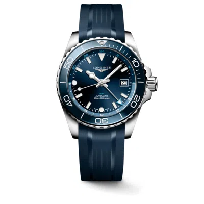 Pre-owned Longines Hydroconquest Gmt 41mm Blue Dial Automatic Rubber Strap Watch L37904969