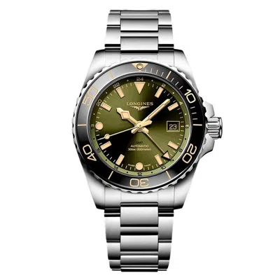 Pre-owned Longines Hydroconquest Gmt 41mm Green Dial Steel Men's Watch L3.790.4.06.6