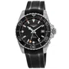 Longines Hydroconquest Gmt Automatic Black Dial Rubber Strap Men's Watch In Black