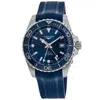 Longines Hydroconquest Gmt Automatic Blue Dial Rubber Strap Men's Watch L3.890.4.96.9 In Blue
