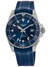 Longines Hydroconquest Gmt Automatic Blue Dial Rubber Strap Men's Watch L3.890.4.96.9 In Blue