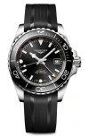 LONGINES HYDROCONQUEST GMT AUTOMATIC RUBBER STRAP WATCH, 41MM