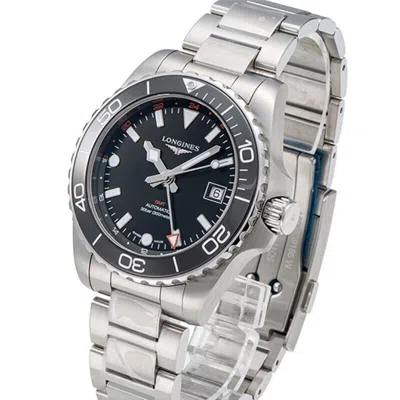 Pre-owned Longines Hydroconquest Gmt Black Dial Steel 41 Mm Men's Watch L3.790.4.56.6