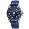 Longines Hydroconquest Gmt Automatic Blue Dial Rubber Strap Men's Watch L3.890.4.96.9 In Blue