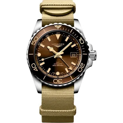 Pre-owned Longines Hydroconquest Gmt Brown Dial Composite 41 Mm Men's Watch L3.790.4.66.2