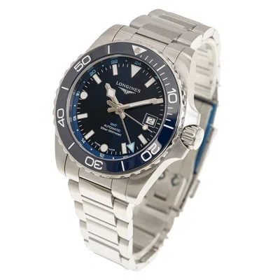 Pre-owned Longines Hydroconquest Gmt Deep Blue Dial Steel 41 Mm Men's Watch L3.790.4.96.6